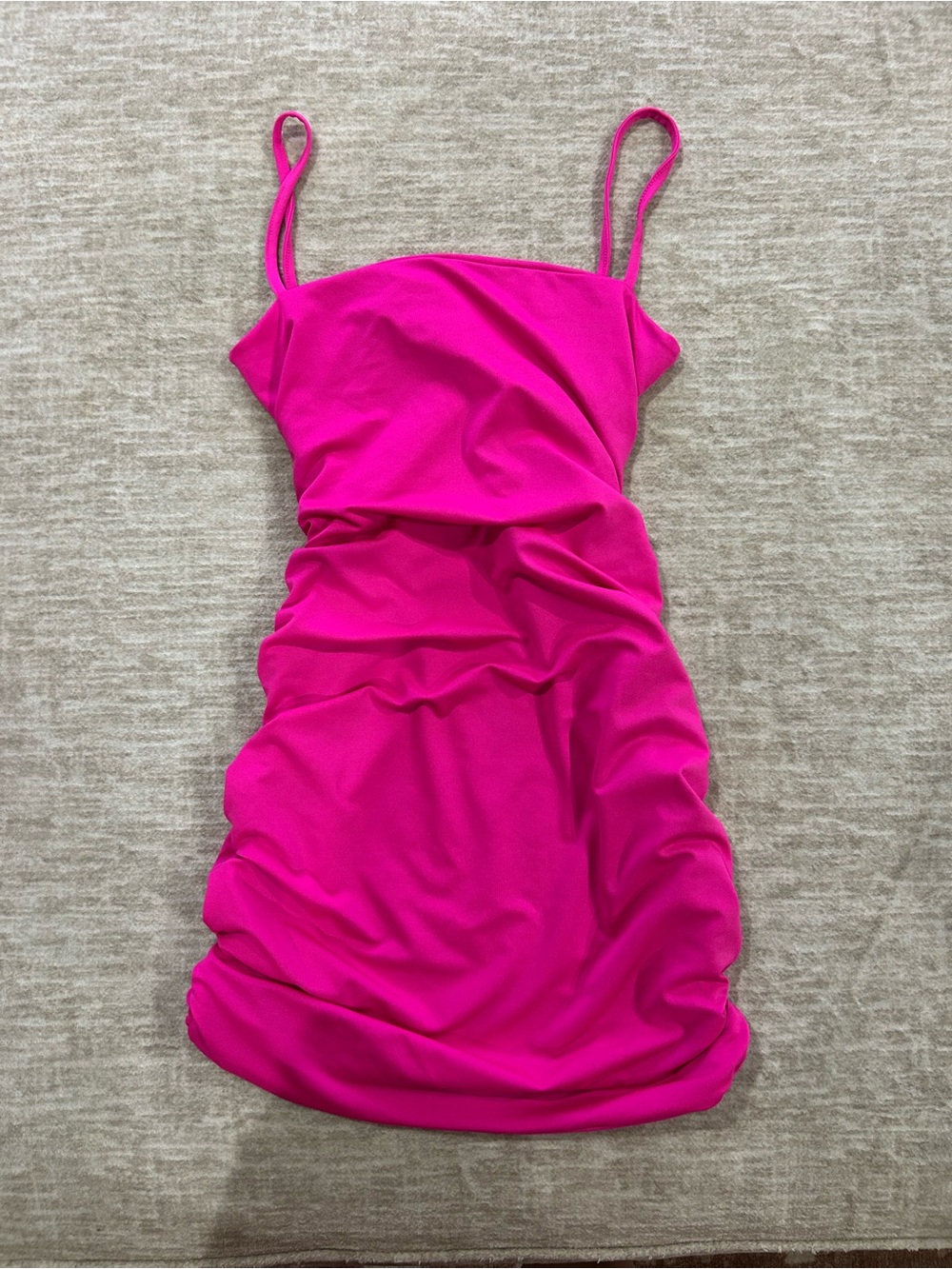 SHEIN Hot Pink Ruched Mini Slip Dress
